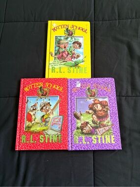 R.L. Stine Rotten School Hardcover Book Set - Yellow, Red, Purple Covers